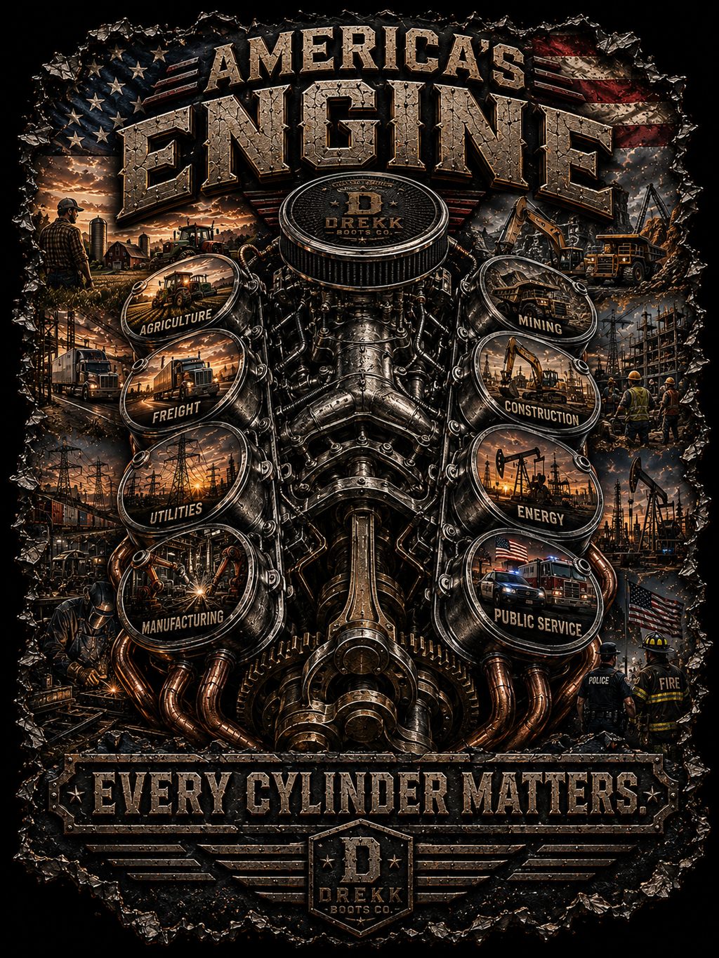 Men’s America’s Engine 3D Graphic T-Shirt | DREKK™