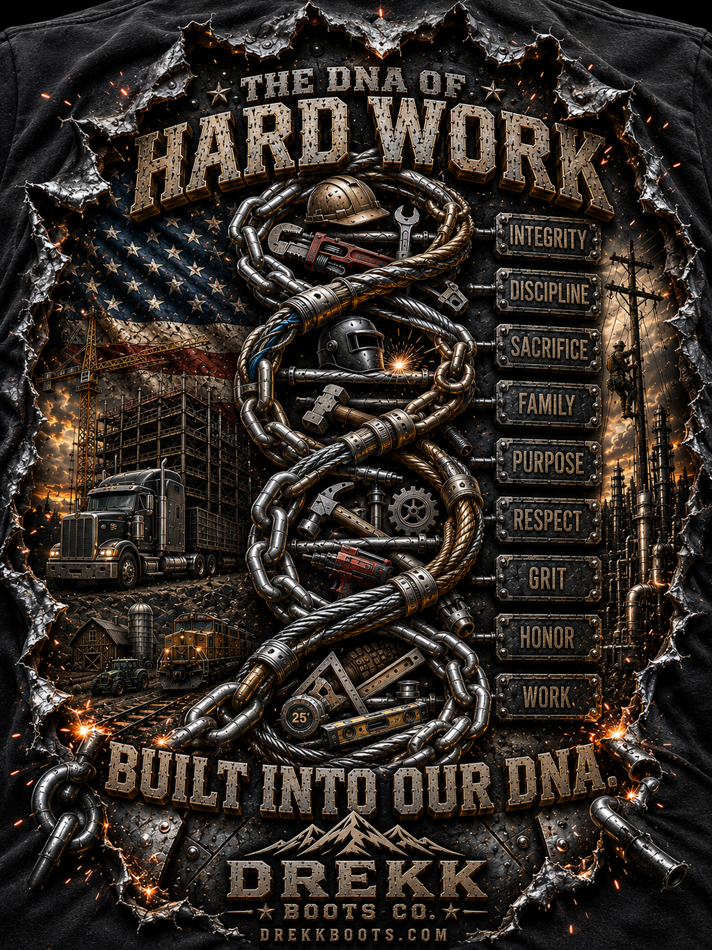 Men’s The DNA of Hard Work 3D Graphic T-Shirt | DREKK™