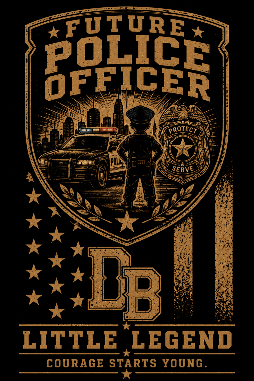 Youth Police vintage graphic T-shirt by DREKK Boots Co., featuring a police badge and bold graphic on a casual cotton T-shirt.