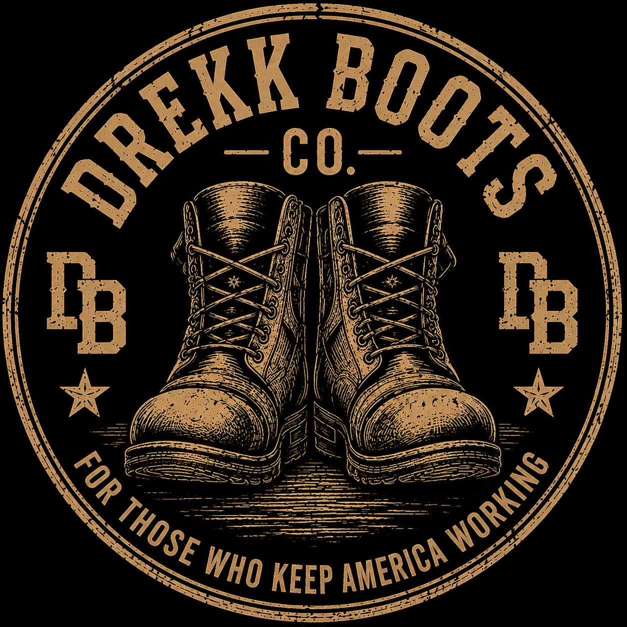 Heritage Vintage Graphic Crew T-Shirt by DREKK Boots Co. on black with tan boot emblem