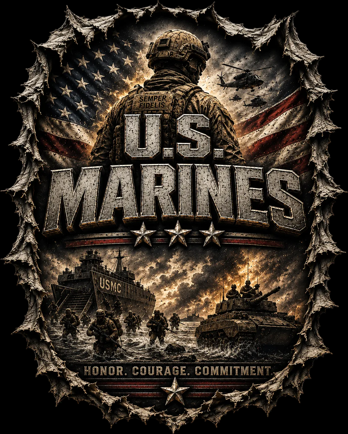 Men’s Earned in Fire Marines Military Graphic T-Shirt | DREKK™
