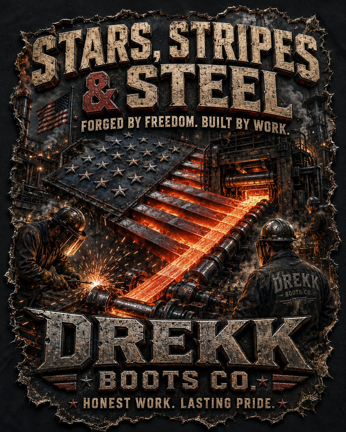 Stars, Stripes & Steel Graphic T-Shirt | DREKK™