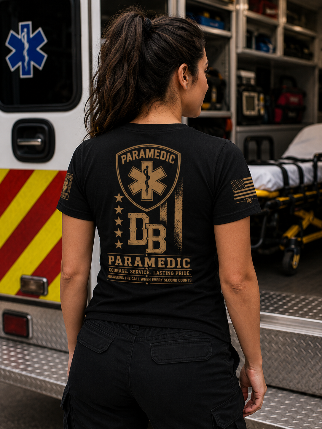 Women’s Paramedic Graphic V-neck T-Shirt | Guardian | DREKK Boots Co.