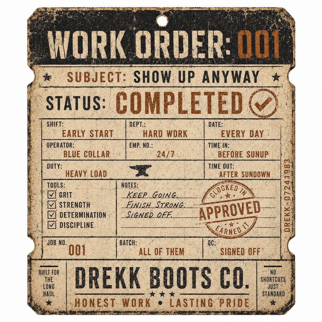 Show Up Anyway Vintage Work Order Graphic T-Shirt | DREKK™