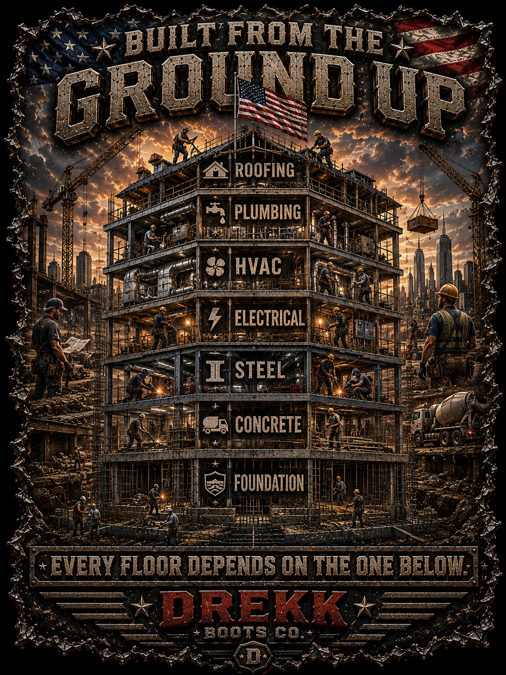 Men’s Built From the Ground Up 3D Graphic T-Shirt | DREKK™