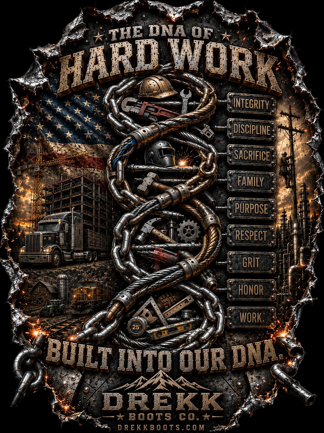 Men’s The DNA of Hard Work 3D Graphic T-Shirt | DREKK™