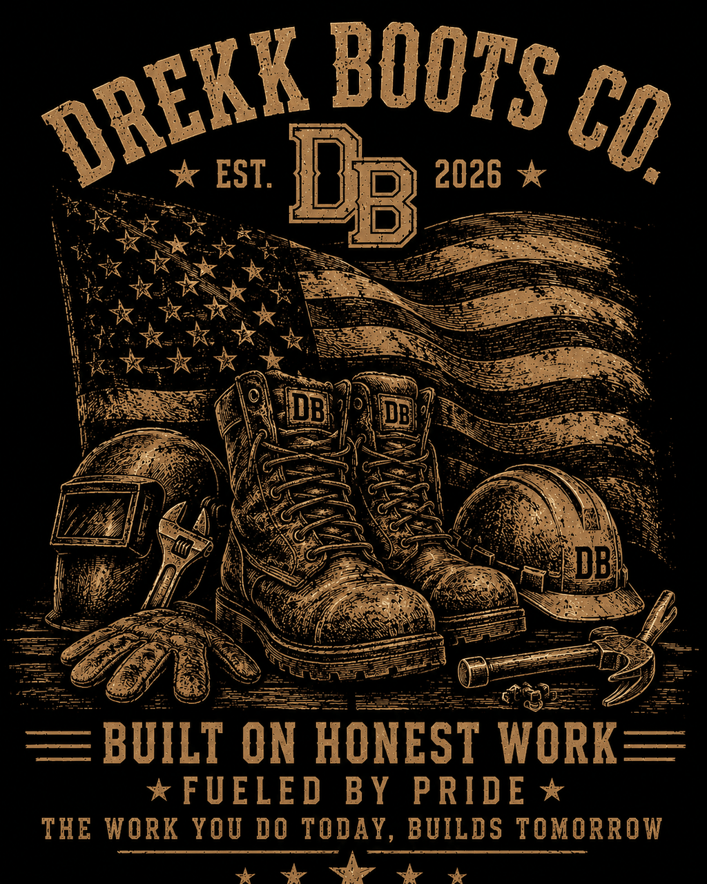 Women’s vintage graphic V-neck T-shirt by DREKK Boots Co. featuring a classic design and relaxed fit, made from soft cotton fabric.