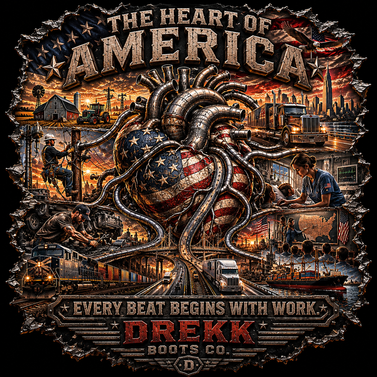 Men’s The Heart of America 3D Graphic T-Shirt | DREKK™