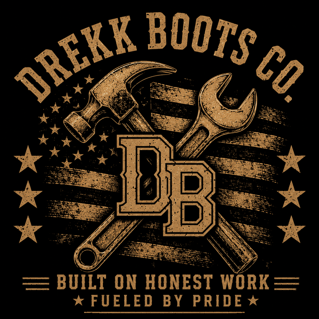 Men’s Heritage Vintage Graphic Crew T-Shirt by DREKK Boots Co., featuring a vintage-inspired graphic on the sleeve.