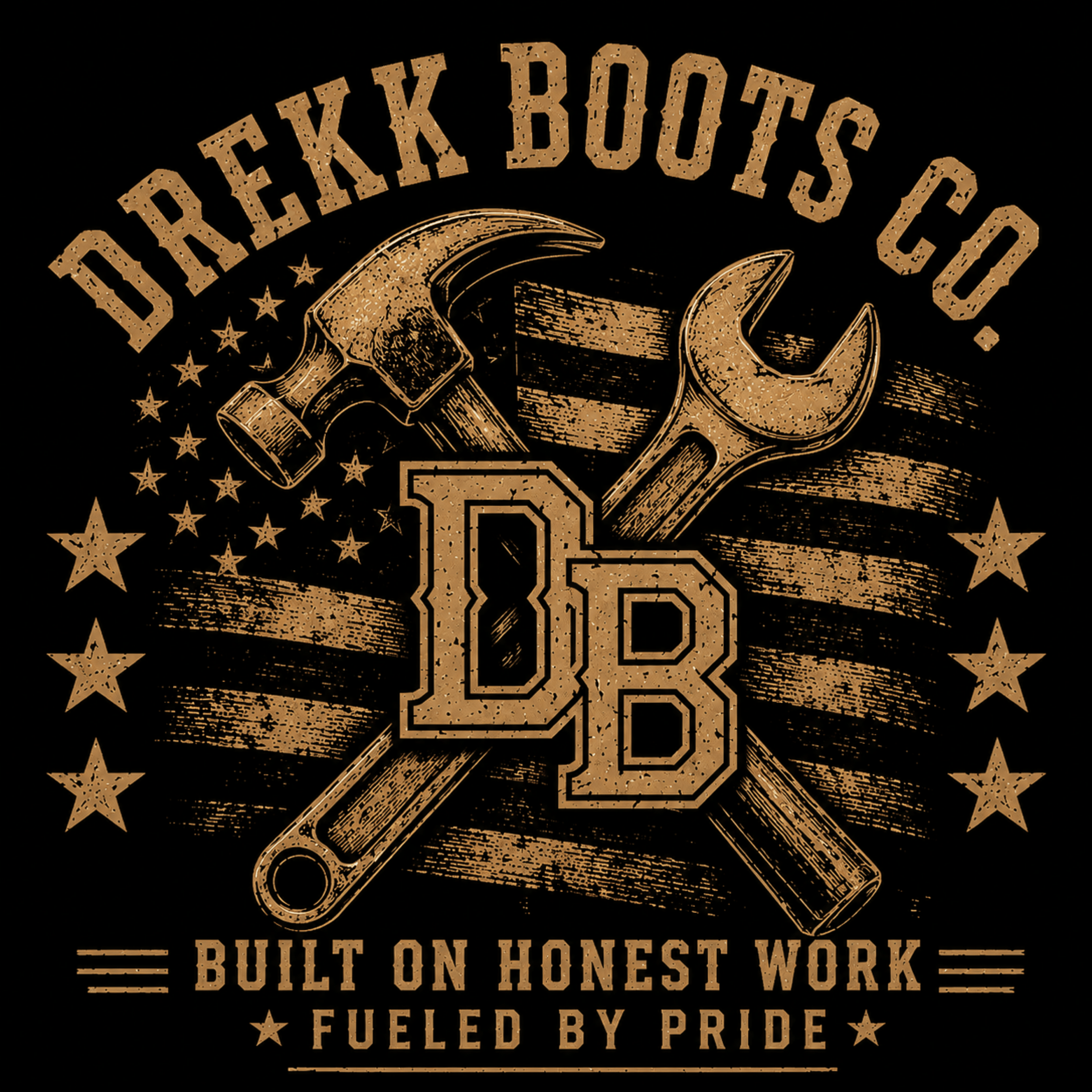 Men’s Heritage Vintage Graphic Crew T-Shirt by DREKK Boots Co., featuring a vintage-inspired graphic on the sleeve.