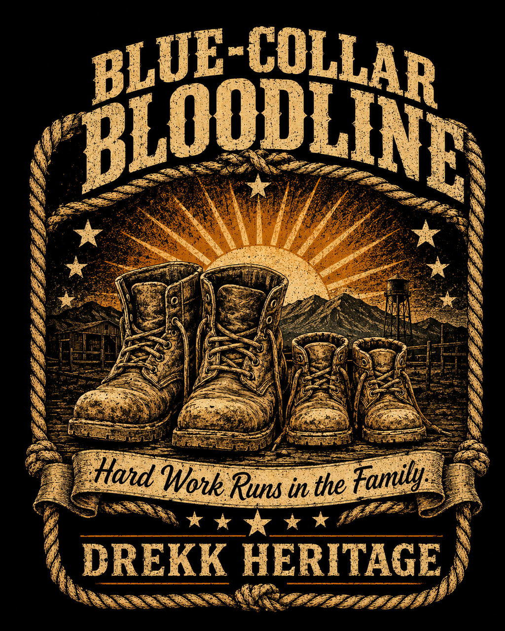 Men’s Blue-Collar Bloodline Heritage Graphic Crew T-Shirt | Hard Work Runs in the Family