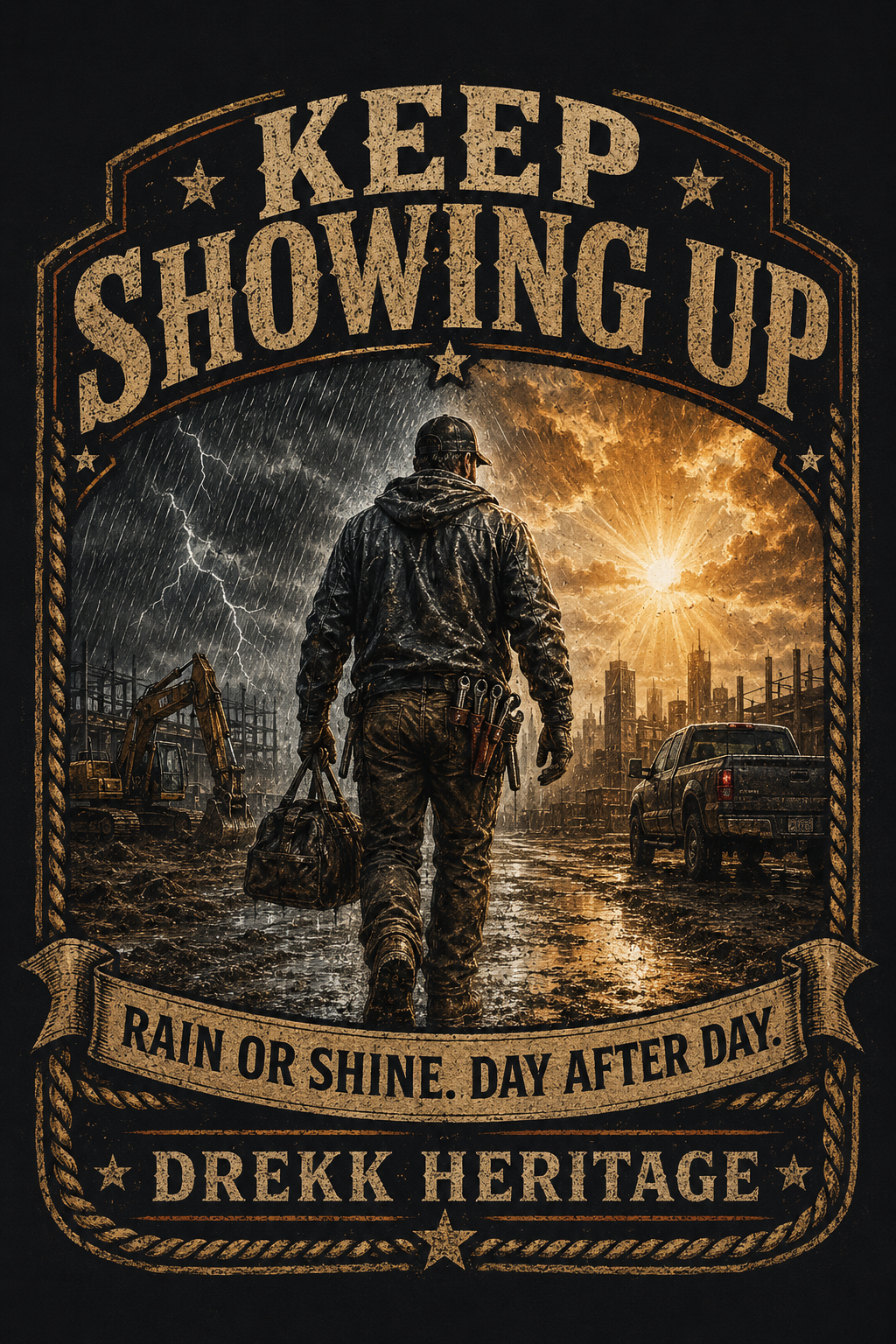 Men’s Keep Showing Up Heritage Graphic Crew T-Shirt | DREKK™ Boots Co.