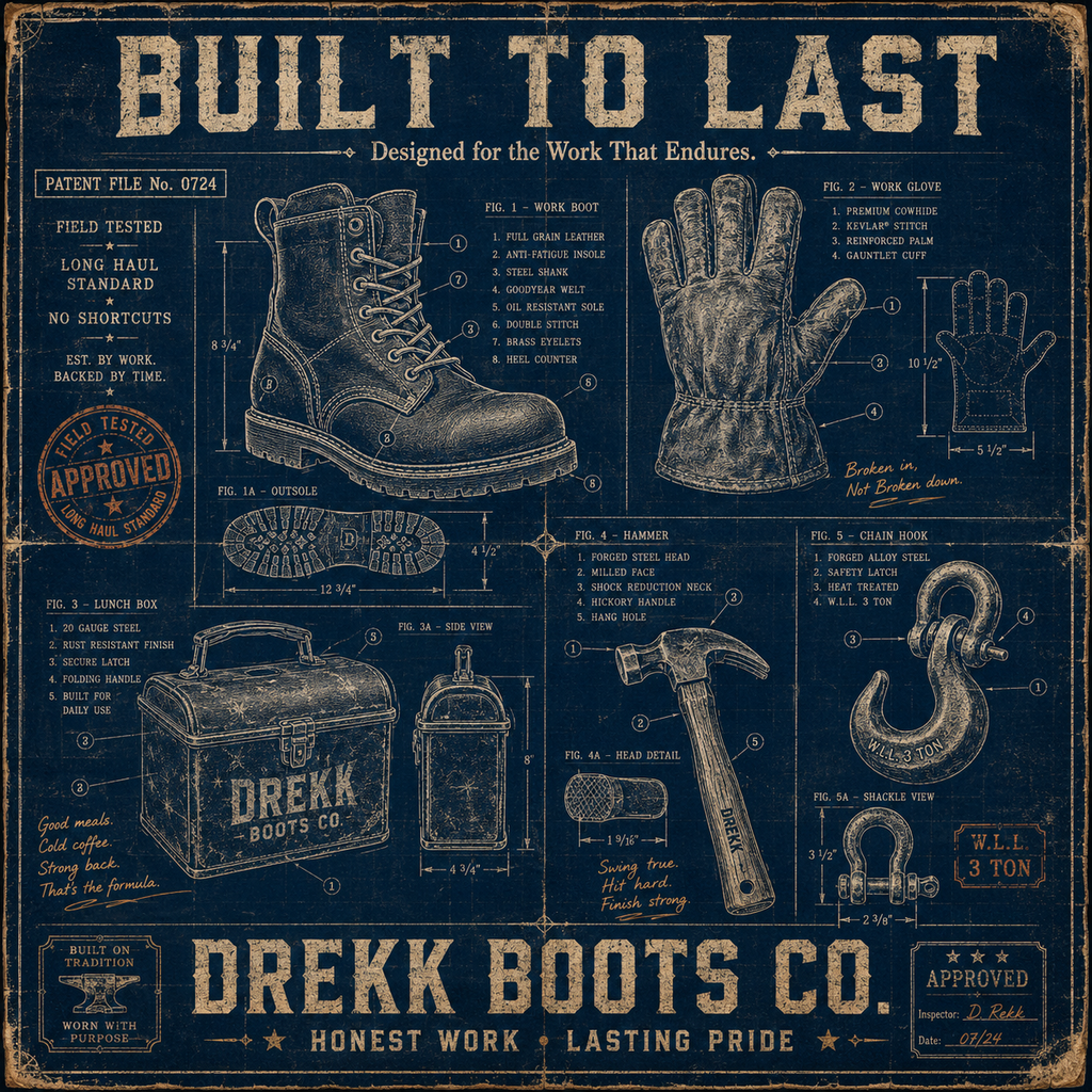 Built to Last Vintage Workwear Blueprint Graphic T-Shirt | DREKK™