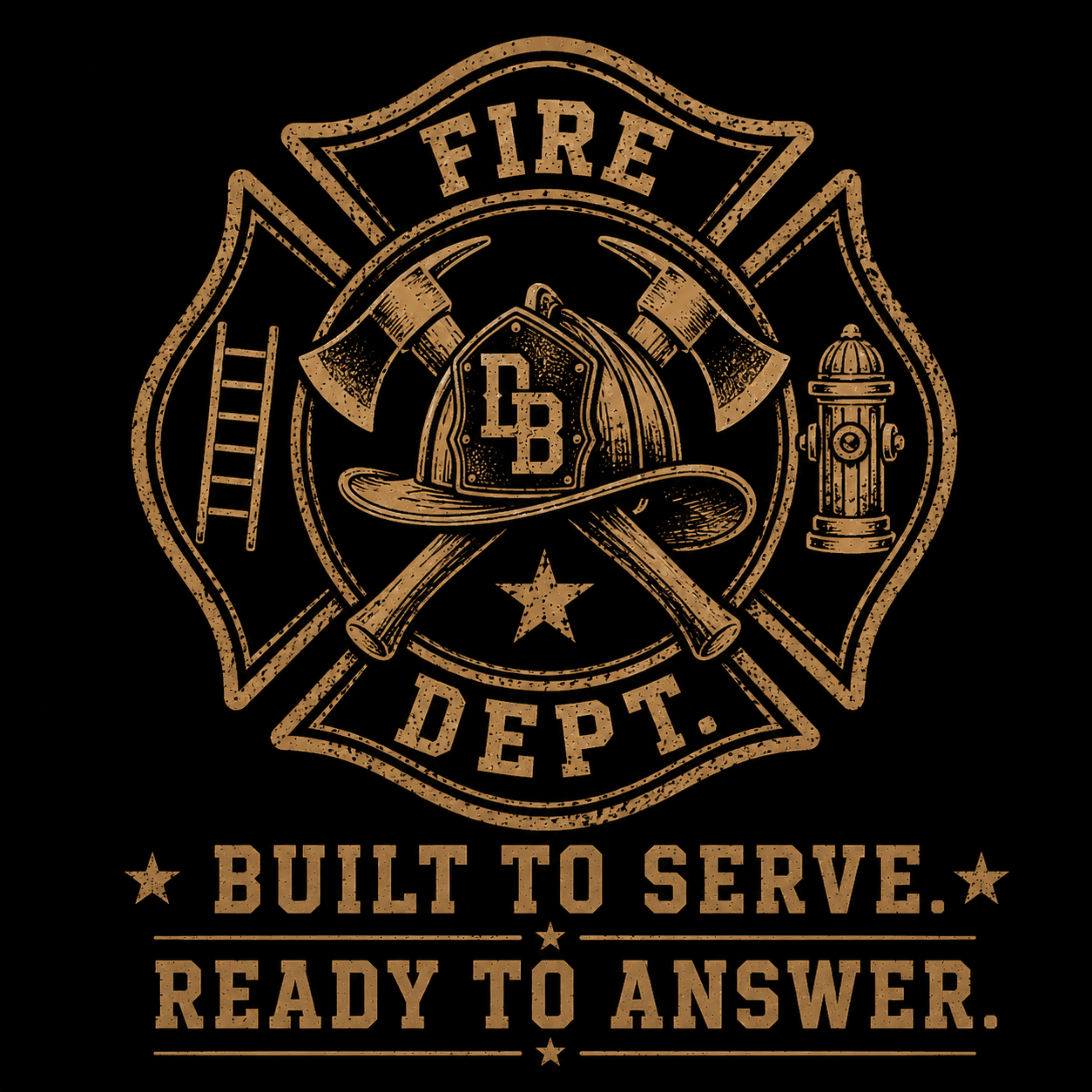 Men’s fire fighter vintage graphic crew T-shirt by DREKK Boots Co., featuring a fire department graphic on the left sleeve.