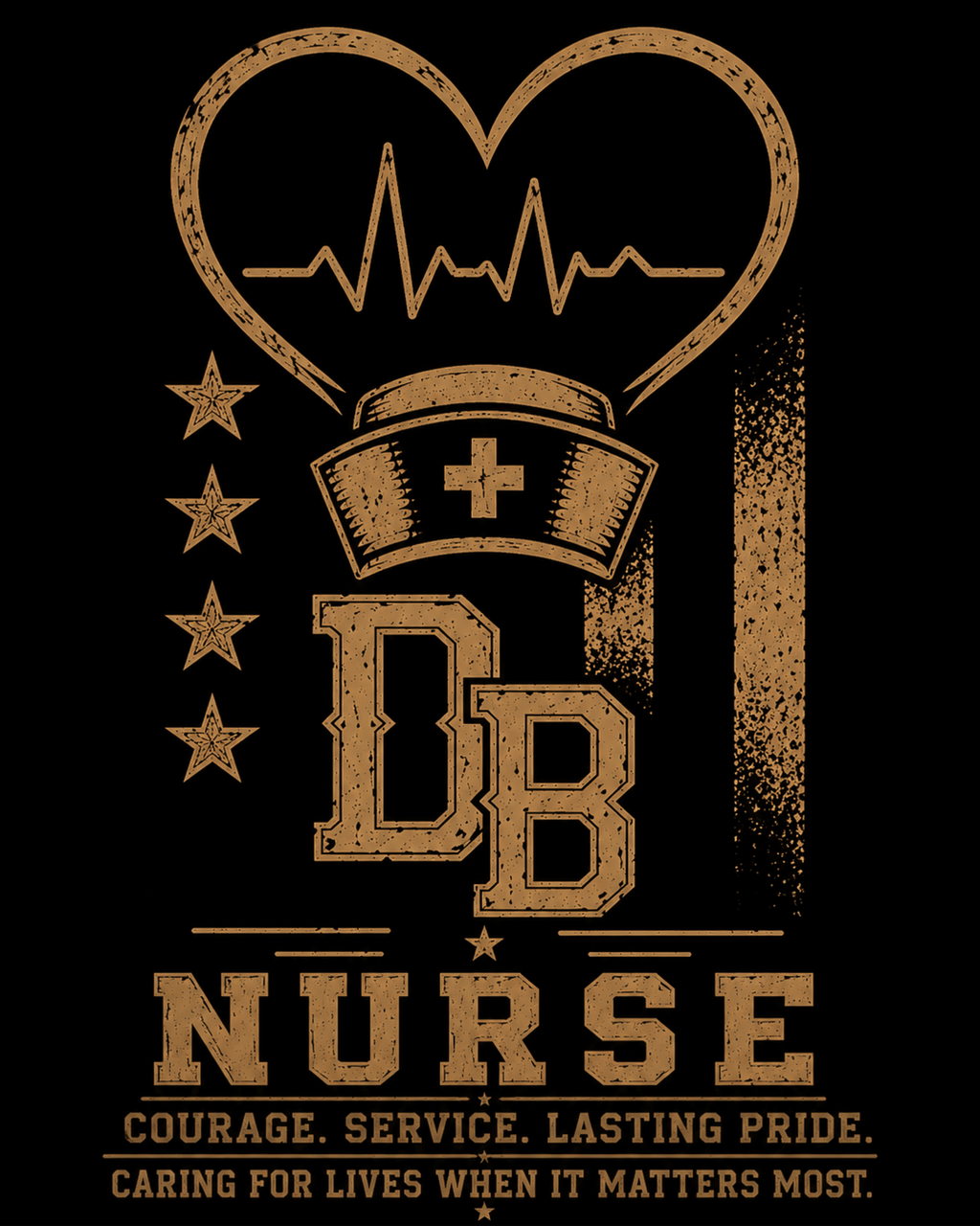 Men’s nurse vintage graphic crew T-shirt by DREKK Boots Co., featuring a nurse illustration on a casual crew neck tee.