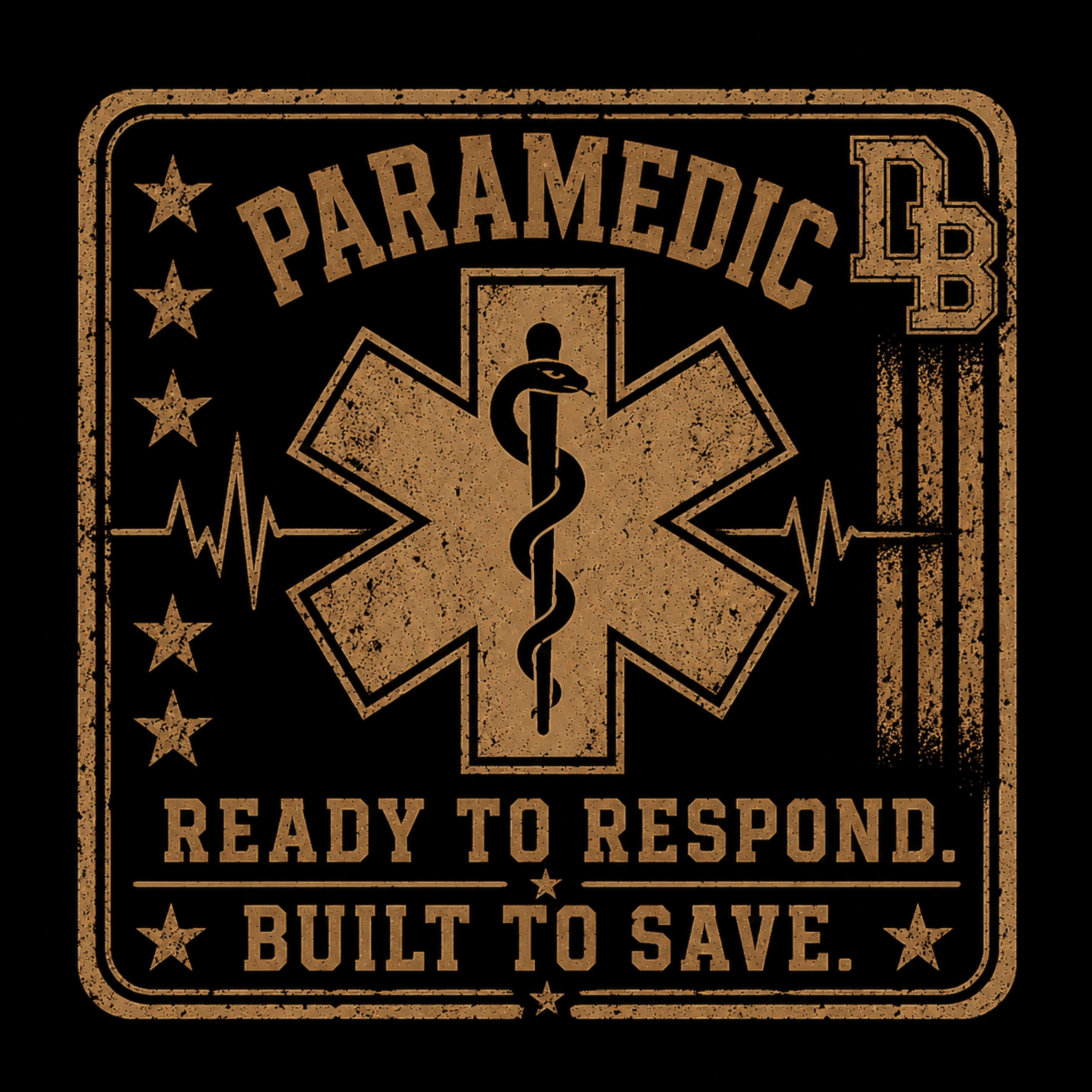Men’s paramedic vintage graphic crew T-shirt with paramedic graphic on left sleeve, by DREKK Boots Co.