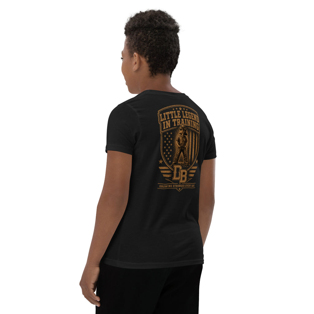 Youth boy DREKK™ Legend in Training vintage graphic T-shirt in black, featuring bold design and comfortable fit.