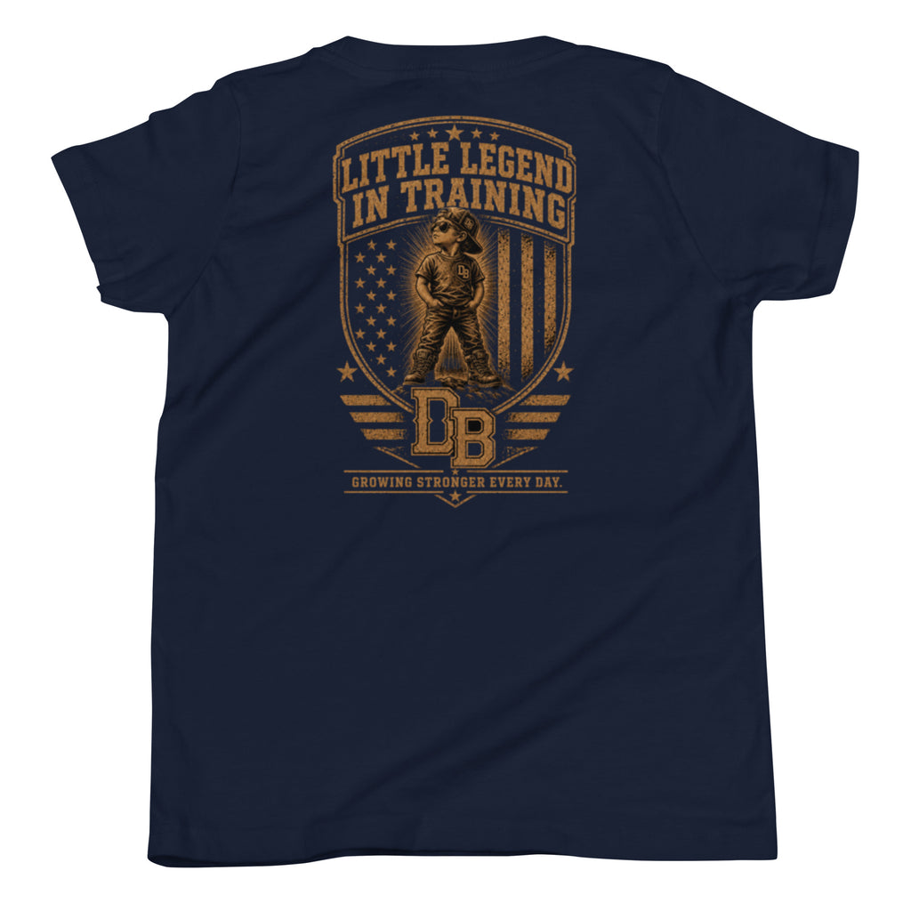 Youth boy DREKK™ Legend in Training vintage graphic T-shirt in black, featuring a bold design for young legends.