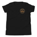 Youth construction boy vintage graphic T-shirt by DREKK™ Boots Co., black cotton T-shirt with construction-themed design for boys.