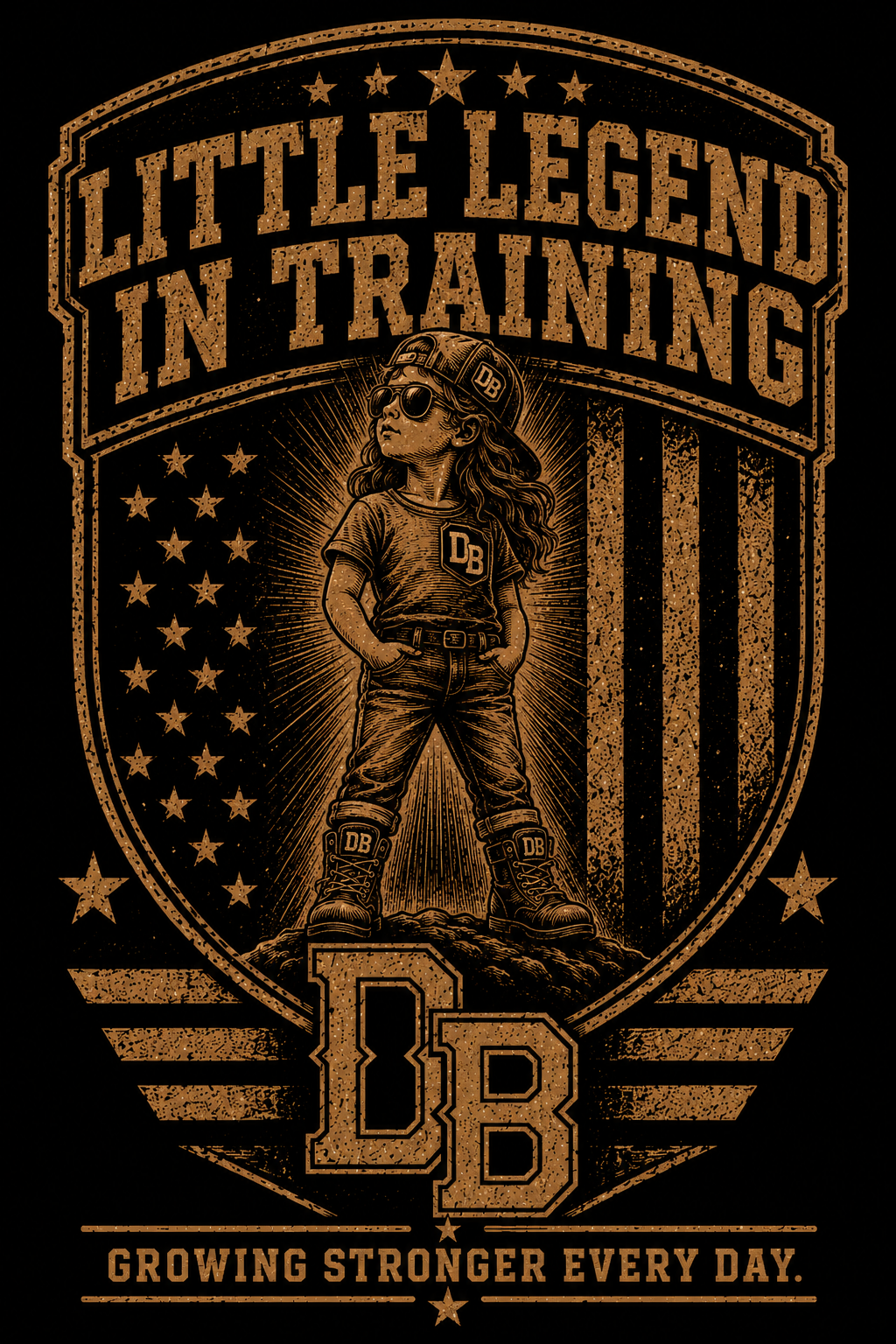 Youth girl Legend in Training vintage graphic T-shirt by DREKK™ Boots Co., black with colorful graphic print.