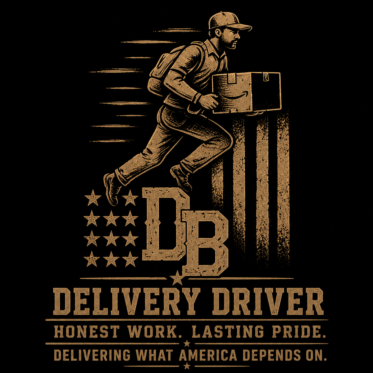 Men’s vintage graphic crew T-shirt from DREKK Boots Co. featuring delivery driver design and classic crew neck style.