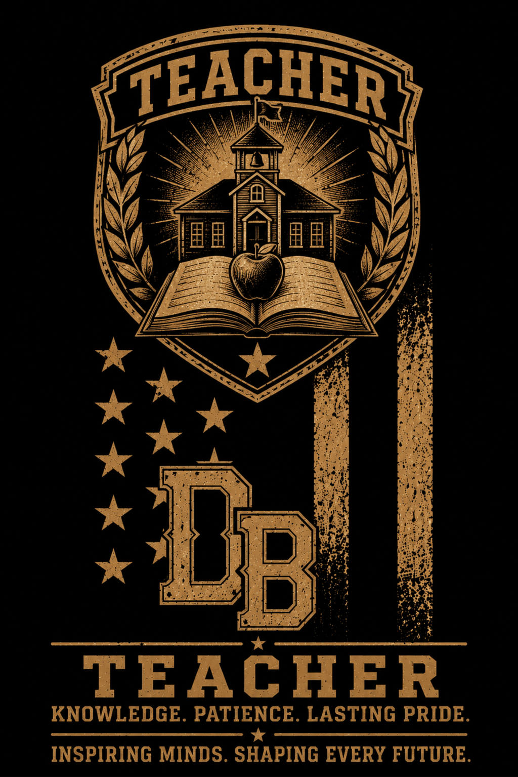 Men’s black vintage graphic crew T-shirt by DREKK Boots Co. featuring a teacher design on soft triblend fabric.