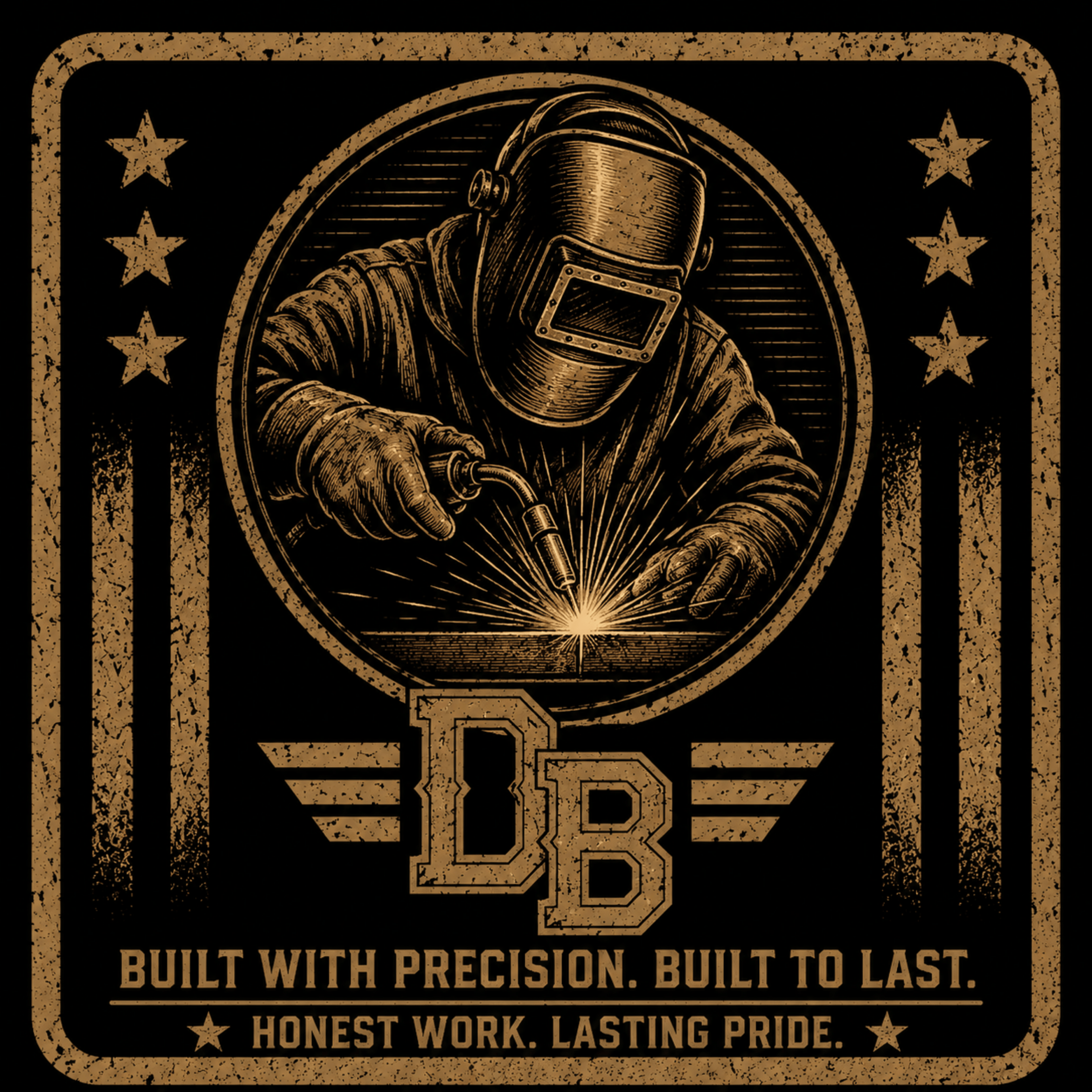 Men’s DREKK Boots Co. vintage graphic welder T-shirt in black triblend, crew neck, featuring a bold work-inspired design.