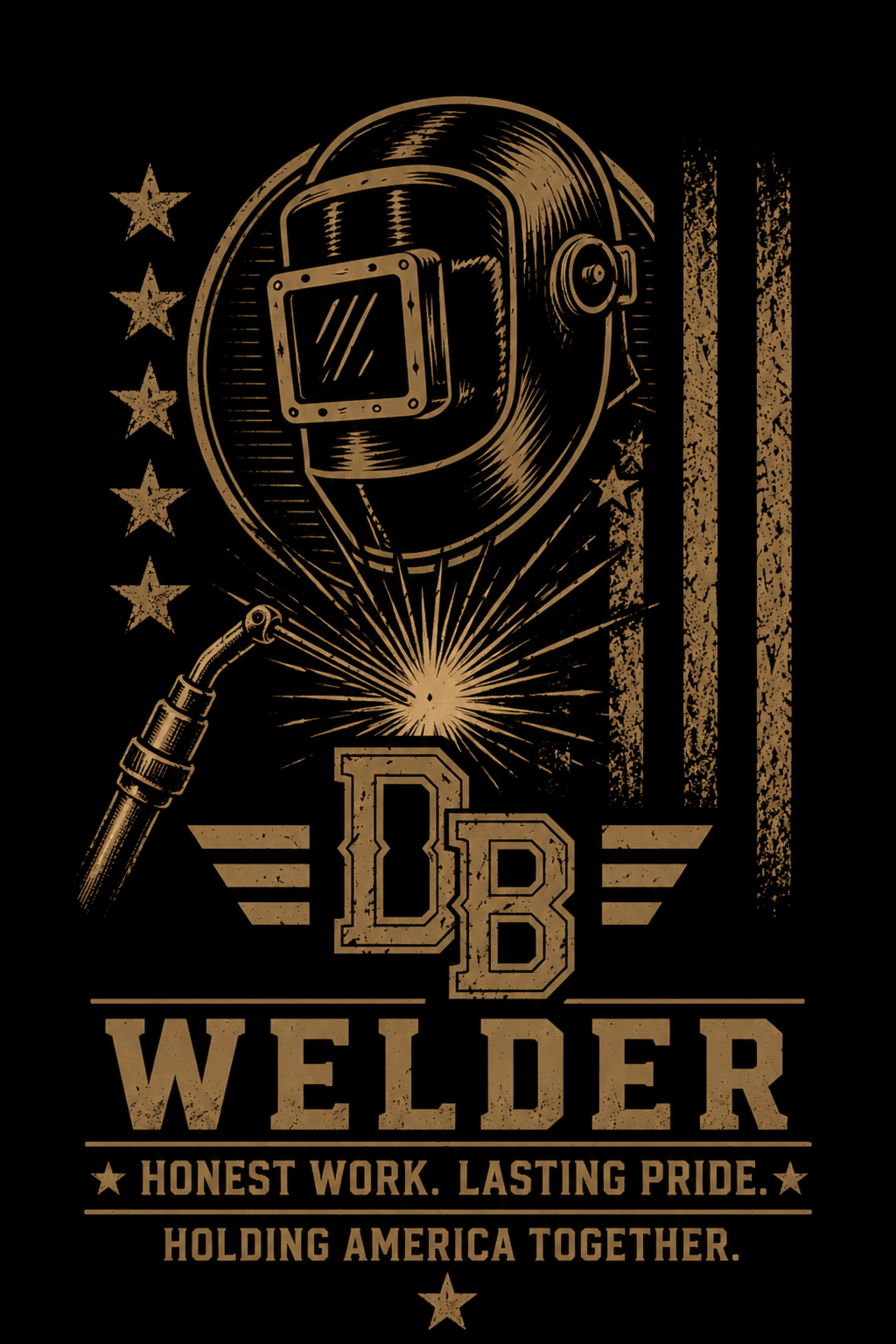 Men’s black vintage graphic welder T-shirt by DREKK Boots Co. with crew neckline and honest work design on triblend fabric.